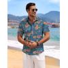 imageCOOFANDY Mens Linen Shirts Short Sleeve Casual Shirts Button Down Shirt for Men Beach Summer Wedding ShirtFloral Paintinggrey Blue