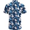 imageCOOFANDY Mens Linen Shirts Short Sleeve Casual Shirts Button Down Shirt for Men Beach Summer Wedding ShirtFloraldeep Blue White