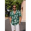 imageCOOFANDY Mens Linen Shirts Short Sleeve Casual Shirts Button Down Shirt for Men Beach Summer Wedding ShirtLeafgreen