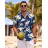 imageCOOFANDY Mens Linen Shirts Short Sleeve Casual Shirts Button Down Shirt for Men Beach Summer Wedding ShirtSummer Floralnavy Blue