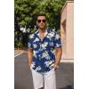 imageCOOFANDY Mens Linen Shirts Short Sleeve Casual Shirts Button Down Shirt for Men Beach Summer Wedding ShirtSummer Floralnavy Blue