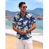 imageCOOFANDY Mens Linen Shirts Short Sleeve Casual Shirts Button Down Shirt for Men Beach Summer Wedding ShirtSummer Floralnavy Blue