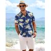 imageCOOFANDY Mens Linen Shirts Short Sleeve Casual Shirts Button Down Shirt for Men Beach Summer Wedding ShirtSummer Floralnavy Blue