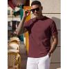 imageCOOFANDY Mens Waffle TShirts Short Sleeve Casual Crew Neck Shirt Summer Plain Pullover TeesWine Red