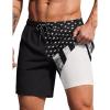 imageCOOFANDY 2 in 1 Mens Swim Trunks 7 Inch Quick Dry Board Shorts Beach Swim Shorts Bathing Suit with Compression LinerBlack American Flag