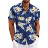 imageCOOFANDY Mens Linen Shirts Short Sleeve Casual Shirts Button Down Shirt for Men Beach Summer Wedding ShirtSummer Floralnavy Blue