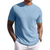 imageCOOFANDY Mens Waffle TShirts Short Sleeve Casual Crew Neck Shirt Summer Plain Pullover TeesBlue