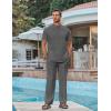 imageCOOFANDY Mens 2 Piece Cotton Sets Casual Short Sleeve Henley Shirts and Beach Pants with Pockets Summer Vacation OutfitsDark Grey