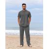 imageCOOFANDY Mens 2 Piece Cotton Sets Casual Short Sleeve Henley Shirts and Beach Pants with Pockets Summer Vacation OutfitsDark Grey