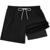 imageCOOFANDY Mens 7 Swim Trunks with Compression Liner Stretch Swimming Shorts with Zipper PocketsBlack
