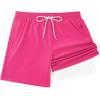imageCOOFANDY Mens 7 Swim Trunks with Compression Liner Stretch Swimming Shorts with Zipper PocketsHot Pink