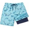imageCOOFANDY Mens 7 Swim Trunks with Compression Liner Stretch Swimming Shorts with Zipper PocketsLight Blue  Whales
