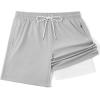 imageCOOFANDY Mens 7 Swim Trunks with Compression Liner Stretch Swimming Shorts with Zipper PocketsLight Grey