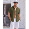 imageCOOFANDY Mens Casual Textured Short Sleeve Button Down Summer Beach ShirtArmy Green