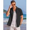 imageCOOFANDY Mens Casual Textured Short Sleeve Button Down Summer Beach ShirtBlack