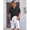 imageCOOFANDY Mens Casual Textured Short Sleeve Button Down Summer Beach ShirtBlack