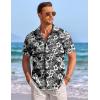 imageCOOFANDY Mens Casual Textured Short Sleeve Button Down Summer Beach ShirtBlackwhite Floral