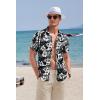 imageCOOFANDY Mens Casual Textured Short Sleeve Button Down Summer Beach ShirtBlackwhite Floral