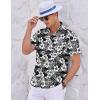 imageCOOFANDY Mens Casual Textured Short Sleeve Button Down Summer Beach ShirtBlackwhite Floral