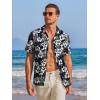 imageCOOFANDY Mens Casual Textured Short Sleeve Button Down Summer Beach ShirtBlackwhite Floral