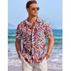 imageCOOFANDY Mens Casual Textured Short Sleeve Button Down Summer Beach ShirtHawaii Flowers