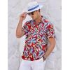 imageCOOFANDY Mens Casual Textured Short Sleeve Button Down Summer Beach ShirtHawaii Flowers