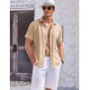 imageCOOFANDY Mens Casual Textured Short Sleeve Button Down Summer Beach ShirtKhaki