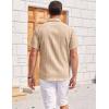 imageCOOFANDY Mens Casual Textured Short Sleeve Button Down Summer Beach ShirtKhaki
