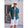 imageCOOFANDY Mens Casual Textured Short Sleeve Button Down Summer Beach ShirtLake Blue