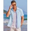 imageCOOFANDY Mens Casual Textured Short Sleeve Button Down Summer Beach ShirtLight Blue