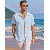 imageCOOFANDY Mens Casual Textured Short Sleeve Button Down Summer Beach ShirtLight Blue