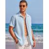 imageCOOFANDY Mens Casual Textured Short Sleeve Button Down Summer Beach ShirtLight Blue