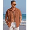imageCOOFANDY Mens Casual Textured Short Sleeve Button Down Summer Beach ShirtLight Brown