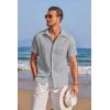 imageCOOFANDY Mens Casual Textured Short Sleeve Button Down Summer Beach ShirtLight Gray