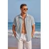 imageCOOFANDY Mens Casual Textured Short Sleeve Button Down Summer Beach ShirtLight Gray