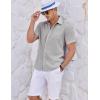 imageCOOFANDY Mens Casual Textured Short Sleeve Button Down Summer Beach ShirtLight Gray