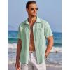imageCOOFANDY Mens Casual Textured Short Sleeve Button Down Summer Beach ShirtLight Green