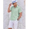 imageCOOFANDY Mens Casual Textured Short Sleeve Button Down Summer Beach ShirtLight Green
