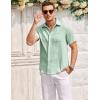 imageCOOFANDY Mens Casual Textured Short Sleeve Button Down Summer Beach ShirtLight Green