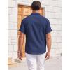 imageCOOFANDY Mens Casual Textured Short Sleeve Button Down Summer Beach ShirtNavy Blue