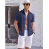 imageCOOFANDY Mens Casual Textured Short Sleeve Button Down Summer Beach ShirtNavy Blue