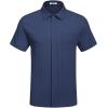 imageCOOFANDY Mens Casual Textured Short Sleeve Button Down Summer Beach ShirtNavy Blue