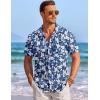 imageCOOFANDY Mens Casual Textured Short Sleeve Button Down Summer Beach ShirtNavy Blue Floral