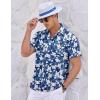 imageCOOFANDY Mens Casual Textured Short Sleeve Button Down Summer Beach ShirtNavy Blue Floral