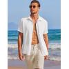 imageCOOFANDY Mens Casual Textured Short Sleeve Button Down Summer Beach ShirtWhite