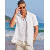 imageCOOFANDY Mens Casual Textured Short Sleeve Button Down Summer Beach ShirtWhite