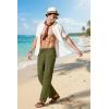 imageCOOFANDY Mens Cotton Linen Pants Lightweight Casual Linen Dress Pants Drawstring Summer Beach TrousersArmy Green