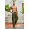 imageCOOFANDY Mens Cotton Linen Pants Lightweight Casual Linen Dress Pants Drawstring Summer Beach TrousersArmy Green