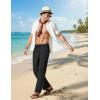 imageCOOFANDY Mens Cotton Linen Pants Lightweight Casual Linen Dress Pants Drawstring Summer Beach TrousersBlack