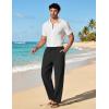 imageCOOFANDY Mens Cotton Linen Pants Lightweight Casual Linen Dress Pants Drawstring Summer Beach TrousersBlack